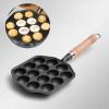 14 Holes Takoyaki Pan, Nonstick Stuffed Pancake Pan, Cast Iron Octopus Meat s Mold Maker with Detachable Handle for Making Munk, Pancakes, Poffertjes, Puffs, Takoyaki, Banh Khot view 3