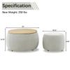 Niccae 2-Piece Set Round Chenille Storage Ottoman, Equipped with a Drum Shaped Small Stool, Storage Space, and MDF Made Desktop Panel (Light Grey, 25"x25"x14.7") view 2