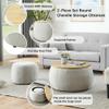 Niccae 2-Piece Set Round Chenille Storage Ottoman, Equipped with a Drum Shaped Small Stool, Storage Space, and MDF Made Desktop Panel (Light Grey, 25"x25"x14.7") view 4