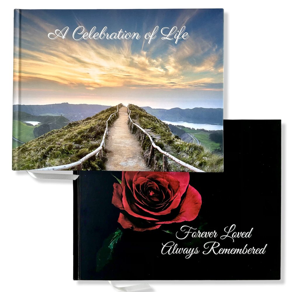 Funeral Guest Book | Memorial Guest Book | Guest Book for Funeral Hardcover | Guestbook for Sign in, Celebration of Life Memorial Service | Funeral Guest Sign Book with Memory Table Card Sign Included
