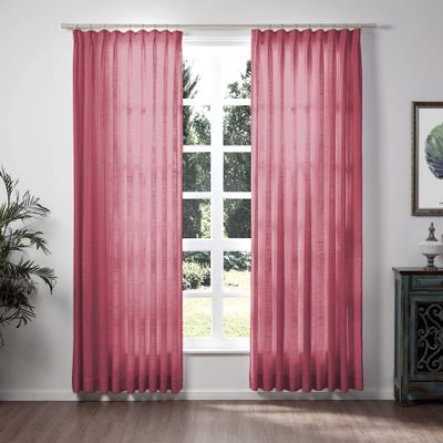 TWOPAGES Red Wine Linen Pinch Pleat Drape for Living Room, Window Treatment Curtain 90 Inches Long Privacy Protection Light Filtering Curtain (1 Panel, 72W x 90L)