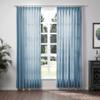 TWOPAGES Aegean Blue Curtain 90 Inches Long Linen Textured Light Filtering Pinch Pleated Drape for Kitchen, Window Treatment Curtain Panel (1 Panel, W84 x L90) view 1