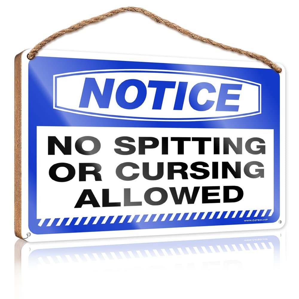 CakJuice Rustic Wood Sign Notice No Spitting Or Cursing Allowed Wooden Sign Playroom Decor Funny Bathroom Sign Wall Art (Size : 20X30CM)