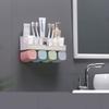 BNNP Toothbrush Rack Wall Mounted Toothbrush Holder No Punch Bathroom Shaver Storage Rack with Mouthwash Cup, Toothpaste Squeezer Kit Bathroom Toothbrush Holder (Color : A) view 3