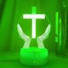 Jinnwell 3D Jesus Cross Night Light Lamp Illusion Night Light 16 Color Changing Table Desk Decoration Lamps Gift with Acrylic Flat ABS Base USB Cable Toy view 2