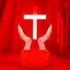 Jinnwell 3D Jesus Cross Night Light Lamp Illusion Night Light 16 Color Changing Table Desk Decoration Lamps Gift with Acrylic Flat ABS Base USB Cable Toy view 3
