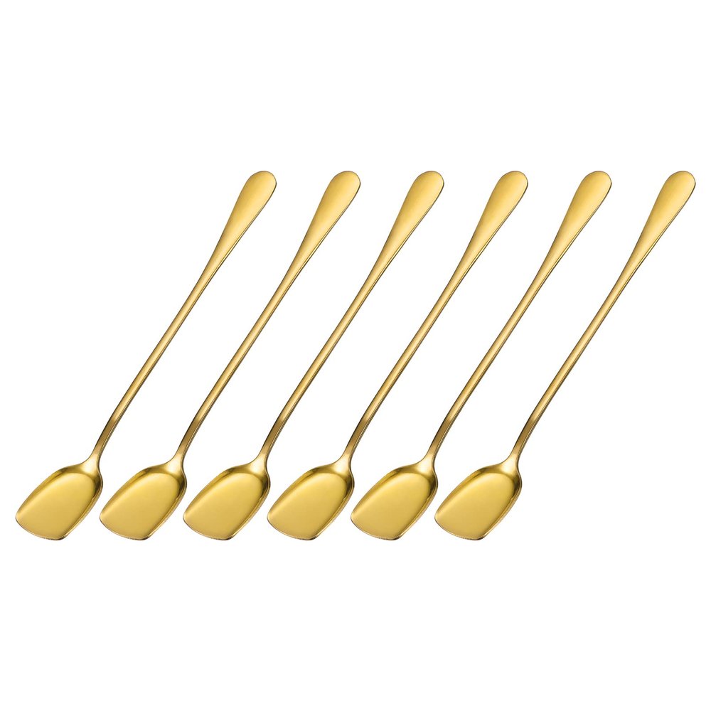 uxcell Set of 6 Stainless Steel Ice Cream Spoons, 7.5-Inch Yogurt Spoons Dessert Spoons Shovel Cake Spoons for Home, Kitchen, Restaurant, Gold