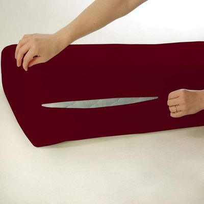 100% Egyptian Cotton Mattress Cover, 800 Thread Counts, 12" Inch Deep Pocket Queen Size (60" x 80") Inch, Burgundy Solid Mattress Cover Zipper Around The Mattress