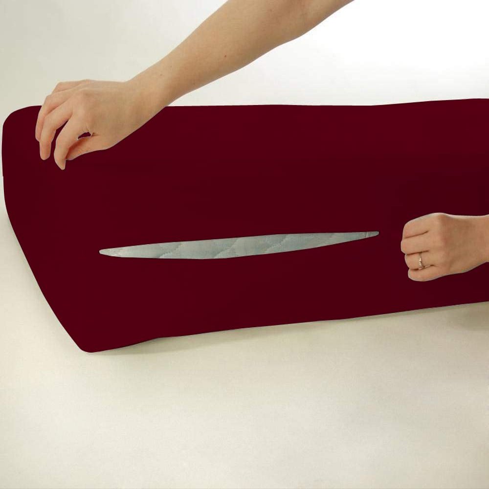 100% Egyptian Cotton Mattress Cover, 800 Thread Counts, 12" Inch Deep Pocket Queen Size (60" x 80") Inch, Burgundy Solid Mattress Cover Zipper Around The Mattress