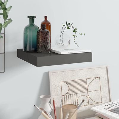 MNISDFL Shelves Storage cabinets Storage Racks Floating Wall Shelf High Gloss Gray 9.1"x9.3"x1.5" MDF for retrofitting Bookshelves Replacement, no mounting Accessories