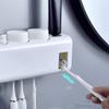 BNNP Toothbrush Rack Wall-Mounted Smart Toothbrush Holder No Punch Storage Rack 6 Toothbrush Slots, with Toothpaste Dispenser and Mouthwash Cup Bathroom Toothbrush Holder (Color : B) view 3