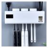 BNNP Toothbrush Rack Wall-Mounted Smart Toothbrush Holder No Punch Storage Rack 6 Toothbrush Slots, with Toothpaste Dispenser and Mouthwash Cup Bathroom Toothbrush Holder (Color : B) view 4