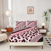 Abstract Leopard Kids Fitted Sheet Full Size,Cheetah Skin Wild Animals Bedding Set,Girls Boys Adults Room Decor,Geometric Stripes Fashion Bed Cover,Pink Dreamy Bed Sheet,2 Pillowcases view 4