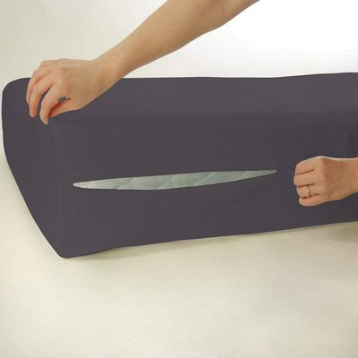 100% Egyptian Cotton Mattress Cover, 800 Thread Counts, 12" Inch Deep Pocket Cot Size (30" x75") Inch, Dark Grey Solid Mattress Cover Zipper Around The Mattress