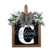 Initial Last Name Spring Door Wreath for Front Door, Welcome Sign Garland with Eucalyptus leaves and Bow Hanging Personalized Farmhouse Wreath for All Seasons Outside Hanger Decor Gifts(C) view 1