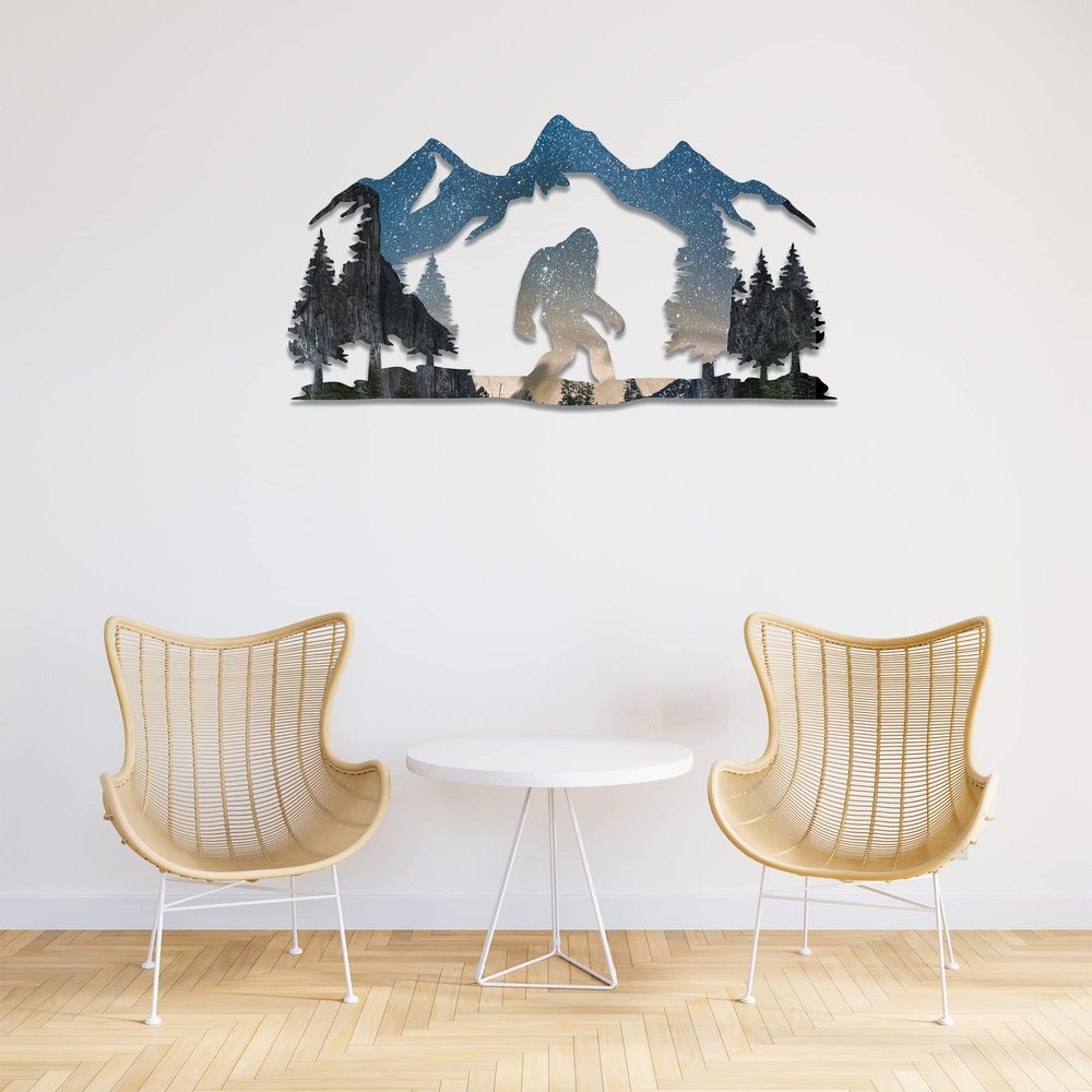 METALPLEX Yosemite Night Bigfoot Metal Wall Art - Durable And Rust-free Indoor & Outdoor Aluminum Composite Wall Decor - Home Decor Wall Art For Living Room And Bedroom Decorations - (40''x23'')