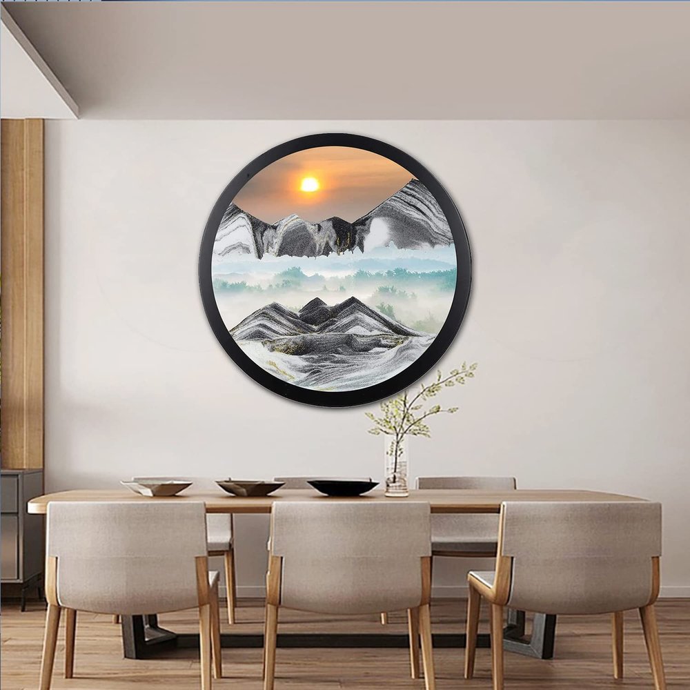AECEVAN 24'' Moving Sand Art Decor, 360  Rotation Wall Art Sculpture Decoration 3D Sand Art Liquid Motion Sand Painting Art Living Room Home Office Decoration for Art Gallery Decor(LGSH-527)