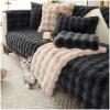 AWAV Sofa Slipcover Corner 3/2/1/4 Seater Sofa Cover Thick Rabbit Plush Sofa Cushion, Non-Slip Sofa Cover, L Shape Couch Cover Sofa Protector, Washable for Sectional Couch (Black,45x45cm) view 1