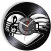Wall Clock Battery Operated Silent Non-Ticking 12 Inch Treble Bass Clef Heart Wall Clock Music Studio Room Wall Decor Music Notes Heart Vinyl Record Clock Musicians Valentines Gift view 1