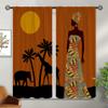 African Woman Blackout Curtains for Girls Boy Home Decor, Bohemian Ethnic Giraffe Elephant Orange Rod Pocket Thermal Insulated Drapes Darkening Window Curtain for Bedroom Living Room, 42 x 45 Inch view 2
