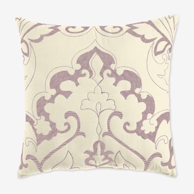 BrylaneHome Amelia Square Pillow - Ivory Lavender