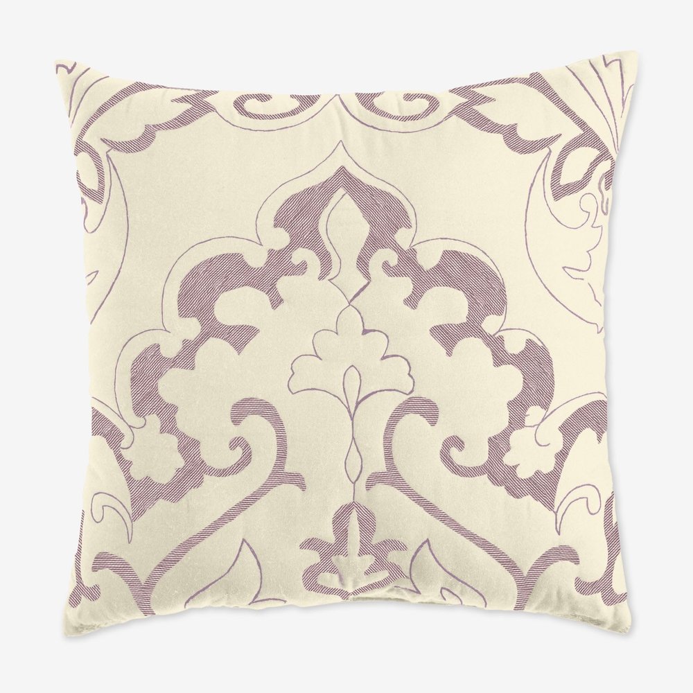BrylaneHome Amelia Square Pillow - Ivory Lavender