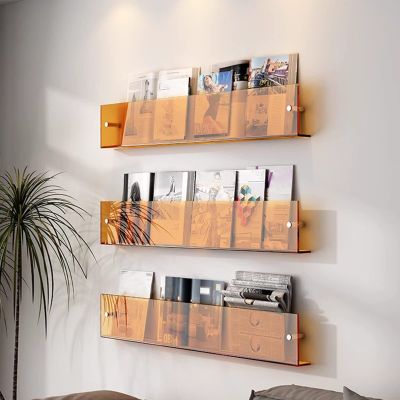 1 2 3 Pcs Acrylic Magazine Rack Pamphlets Holder Wall-Mount Literature Organizer, Bookshelf for Handouts Newspapers File Literature, Office Waiting Room ( Color : 3pcs , Size : 50x16x5cm/19.6x6.3x2in