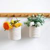 2 PCS Small Hang Basket Rope - 7.87" x 7" White Cotton Wall Basket for Key, Sunglasses, Wallet on Door - Modern Woven Basket Decoration, White Hanging Basket view 4