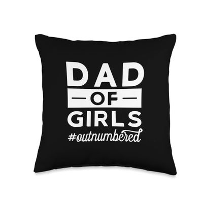 Angry Owl Apparel for Father's Day Birthday Girls #Outnumbered Funny Dad Father's Day Throw Pillow, 16x16, Multicolor