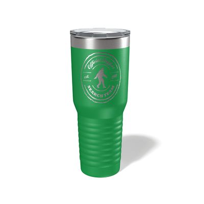 Alterd Industries Bigfoot - Bigfoot Gifts, Tumbler, Sasquatch, Camp Cup, 20oz, He's Out There, Engraved, Coffee Cup, Hide and Seek Champ (Bigfoot Search Team, Green, 30oz Tumbler)