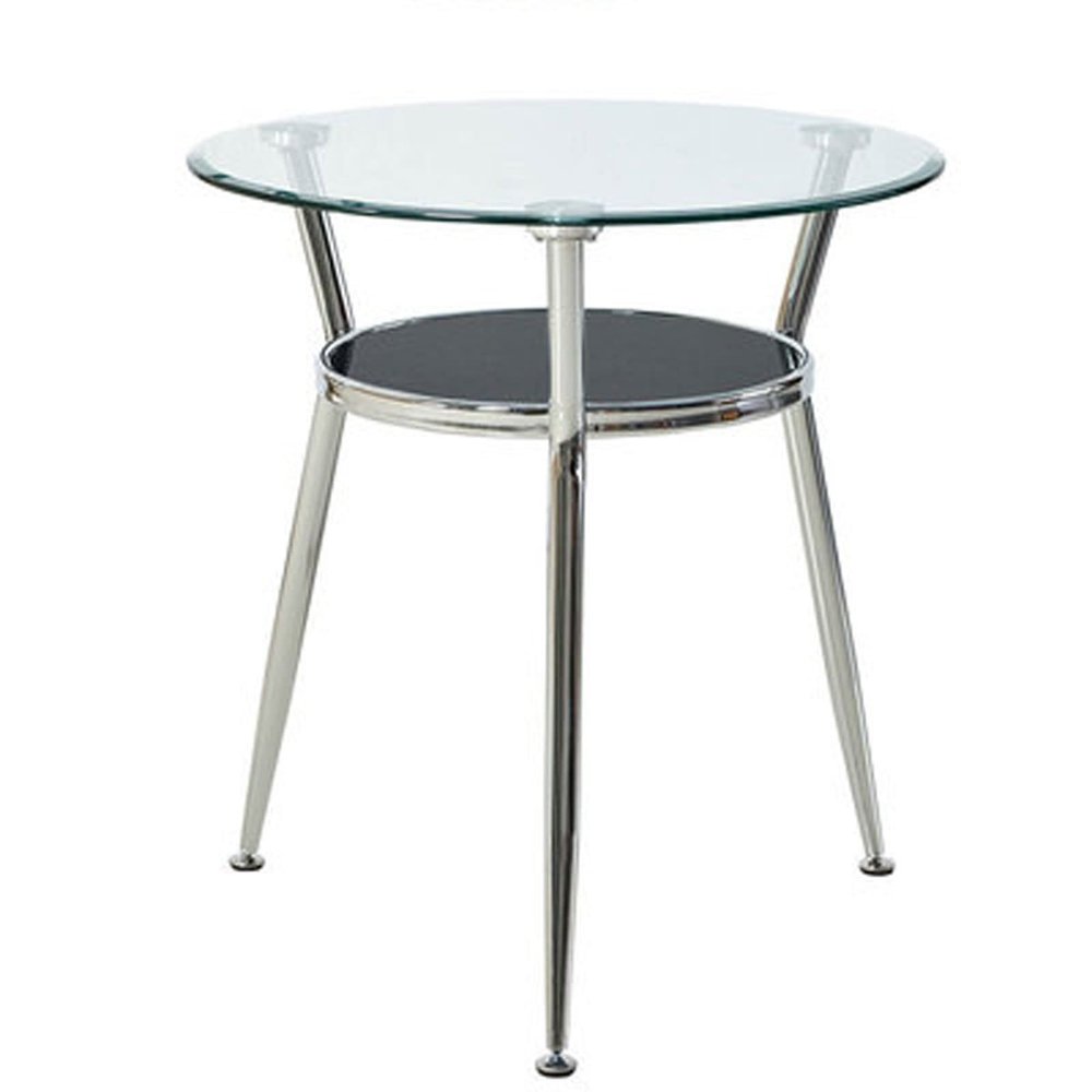 Coffee Table Round Glass Dining Table,Tempered Glass Kitchen Table,Small Modern Dining Room Table for 2-3 People with Metal Legs, Coffee Table for Living Room Balcony Kitchen Small Side Table
