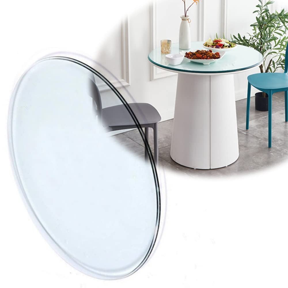 FREAZE 40" Glass Table Top Clear Round Tempered Glass Plate Polished Edge Outdoor Garden Table Top Glass Plate Transparent Toughened Glass for Dining Table (Size : 100cm/40in)