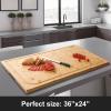 36 x 24 Extra Large Bamboo Cutting Board for Kitchen, Cutting Board Stove Top Cover with Handle, Butcher Block Chopping Board with Juice Groove, Large Charcuterie Board Over the Sink view 2