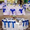 100 PCS Satin Chair Sashes Decorative Bow Satin Chair Sashes Ties Back Ribbon Bows Chairs Cover Band for Wedding Party Ceremony Reception Events Banquet Restaurant Kitchen Decor(7X108inch,Royal Blue) view 3