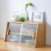 Tiita Small Kitchen Pantry Cabinet, Bamboo Sideboard with Glass Doors, Cupboard Food Pantry Cabinet for Kitchen, Living Room and Dinning Bedroom view 1