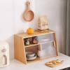 Tiita Small Kitchen Pantry Cabinet, Bamboo Sideboard with Glass Doors, Cupboard Food Pantry Cabinet for Kitchen, Living Room and Dinning Bedroom view 4