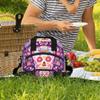 Insulated Lunch Bag Women Men Skull Floral Pattern Large Reusable Lunch Box Leakproof Lunch Tote Bag Cooler Bag with Adjustable Shoulder Strap Travel Picnic Work Beach view 2