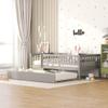 Harper & Bright Designs Twin Daybed with Trundle, Wood Twin Size Kids Bed Frame with Fence, Twin Trundle Bed for Girls, Boys, Twin Platform Bed for Living Room, Bedroom, No Box Spring Needed (Gray) view 1