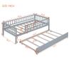 Harper & Bright Designs Twin Daybed with Trundle, Wood Twin Size Kids Bed Frame with Fence, Twin Trundle Bed for Girls, Boys, Twin Platform Bed for Living Room, Bedroom, No Box Spring Needed (Gray) view 2