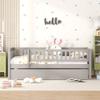 Harper & Bright Designs Twin Daybed with Trundle, Wood Twin Size Kids Bed Frame with Fence, Twin Trundle Bed for Girls, Boys, Twin Platform Bed for Living Room, Bedroom, No Box Spring Needed (Gray) view 3