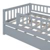Harper & Bright Designs Twin Daybed with Trundle, Wood Twin Size Kids Bed Frame with Fence, Twin Trundle Bed for Girls, Boys, Twin Platform Bed for Living Room, Bedroom, No Box Spring Needed (Gray) view 4