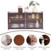 Tiita Small Kitchen Pantry Cabinet, Bamboo Wall Sideboard with Glass Doors, Cupboard Food Pantry Cabinet for Kitchen, Living Room and Dinning Bedroom view 3