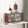 Tiita Small Kitchen Pantry Cabinet, Bamboo Wall Sideboard with Glass Doors, Cupboard Food Pantry Cabinet for Kitchen, Living Room and Dinning Bedroom view 4