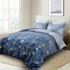 DJY Blue Comforter Set Queen, Navy Botanical Leaves Comforter for Queen Bed 3 Pieces Reversible Floral Bed Comforter Sets Soft Microfiber Bedding Set for All Season (90"x90") view 2