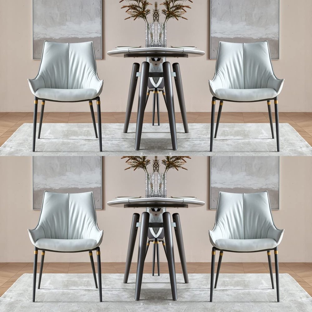 CIATRE Dining Chairs Set of 4, Modern Dining Table Chairs with Metal Legs, Upholstered Side Chairs, Accent Chiars for Dining Room, Kitchen (White)