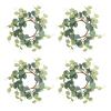 TITA-DONG 4 Pcs Candle Rings Wreaths, 10 Inch Artificial Eucalyptus Leaves Wreaths Greenery Candleholders, Rustic Farmhouse Decorative Wreath for Easter Christmas Wedding Party Home Table Door(#1) view 1