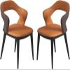 REROM PU Leather Dining Chair Set of 2,Modern Kitchen Living Room Lounge Counter Chairs Ergonomic Seat Sturdy Carbon Steel Metal Legs Chairs (Color : Orange, Size : 80 * 52 * 50cm) view 1