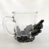 AANTHROPOLOGY By Rhea Set of 2 |Crystal Glass Coffee/Tea/Juice Mugs with Gold Plated Black Agate Semi - precious Crystals | 11 oz/320 ml (Silver - Finish) view 2