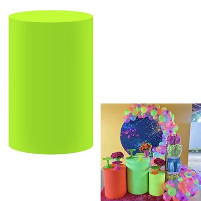 afoloa Neon Lime Green Cylinder Plinth Stand Covers for Neon House Parties Pedestal Cover Glow Bachelorette Party Favors Tablecloth Decor Props