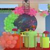 afoloa Neon Lime Green Cylinder Plinth Stand Covers for Neon House Parties Pedestal Cover Glow Bachelorette Party Favors Tablecloth Decor Props view 2